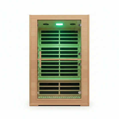 2 Person Far Infrared Sauna with Smart APP Control, 2000W Low EMF Wooden Infrared Sauna Room for Home, 8 Carbon Mica Heating Panels Wellness Sauna, Canadian Hemlock Indoor Spa for Home Relaxation