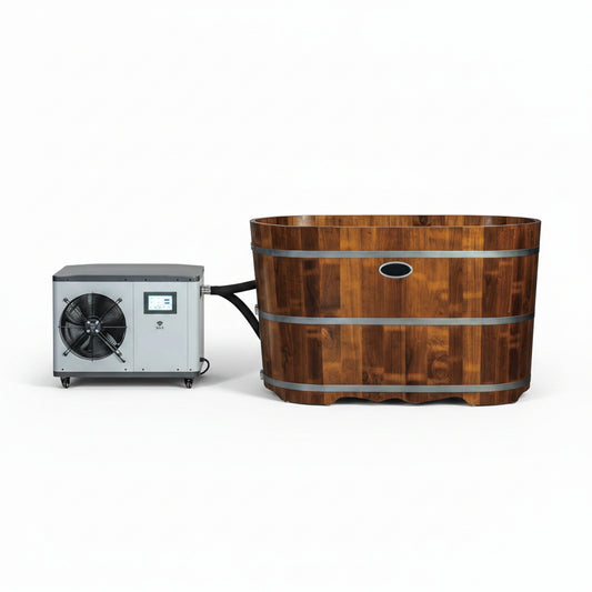 WOODBRIDGE 54" Indoor Cold Plunge Tub W/ 1.3 HP White Chiller – Rapid Cooling & Heating, Ozone Sanitation, Filter Circulation System, Wifi-Enabled & Remote Control via APP, Insulated Tub Cover