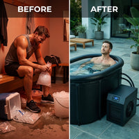 Cold Plunge Tub System Designed for Home Recovery, 1/3HP Chiller, 148 Gallon Insulated Tub, Built-In Pump — Before & After