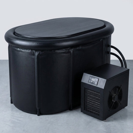 Cold Plunge Tub System Designed for Home Recovery, 1/3HP Chiller, 148 Gallon Insulated Tub, Built-In Pump — Studio Shot