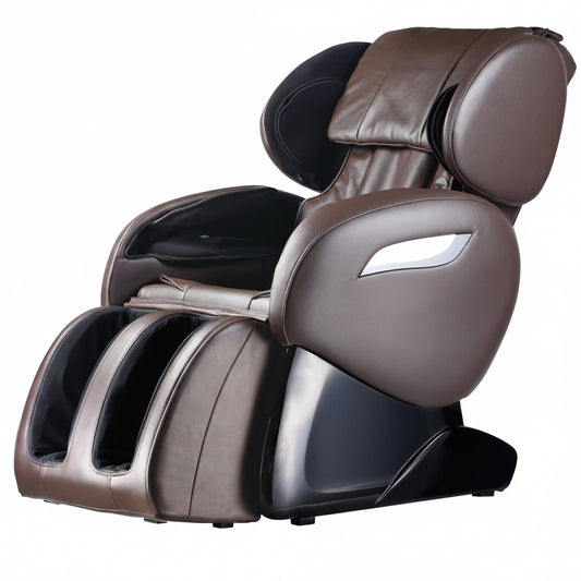 Massage Chair,Zero Gravity Full Body Electric Shiatsu Massage Chair Recliner with Built-In Heat Therapy Foot Roller Air Massage System Stretch Vibrating Wireless Bluetooth Speaker (Brown)